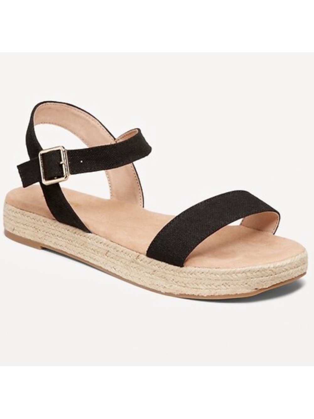 Old Navy Canvas Platform Sandals Black & Neutral Ladies 8.5